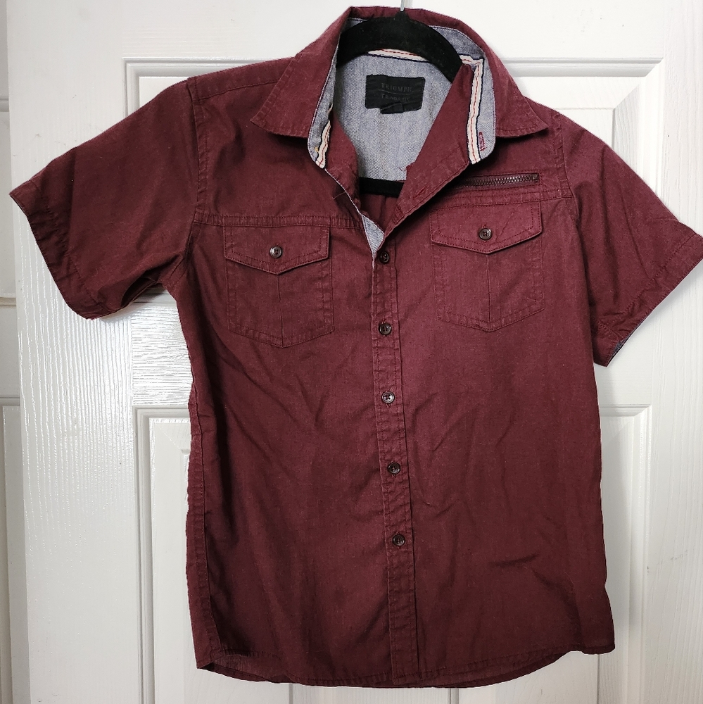 Boys burgundy dress shirt